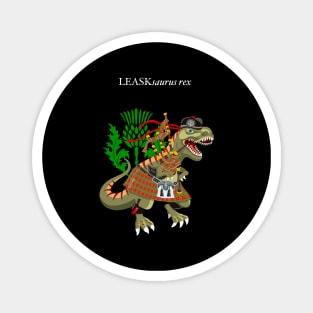 Clanosaurus Rex LEASKsaurus rex Plaid Leask Scotland Ireland Family Tartan Magnet
